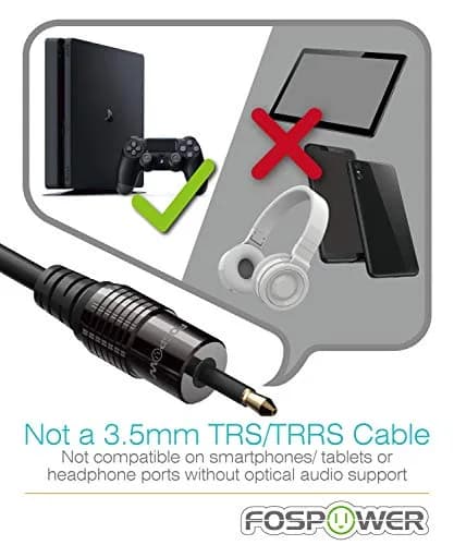 FosPower 24K Gold Plated Toslink to Mini Toslink Optical Cable 6ft | Supports 5.1/7.1 Surround Sound thumbnail 3