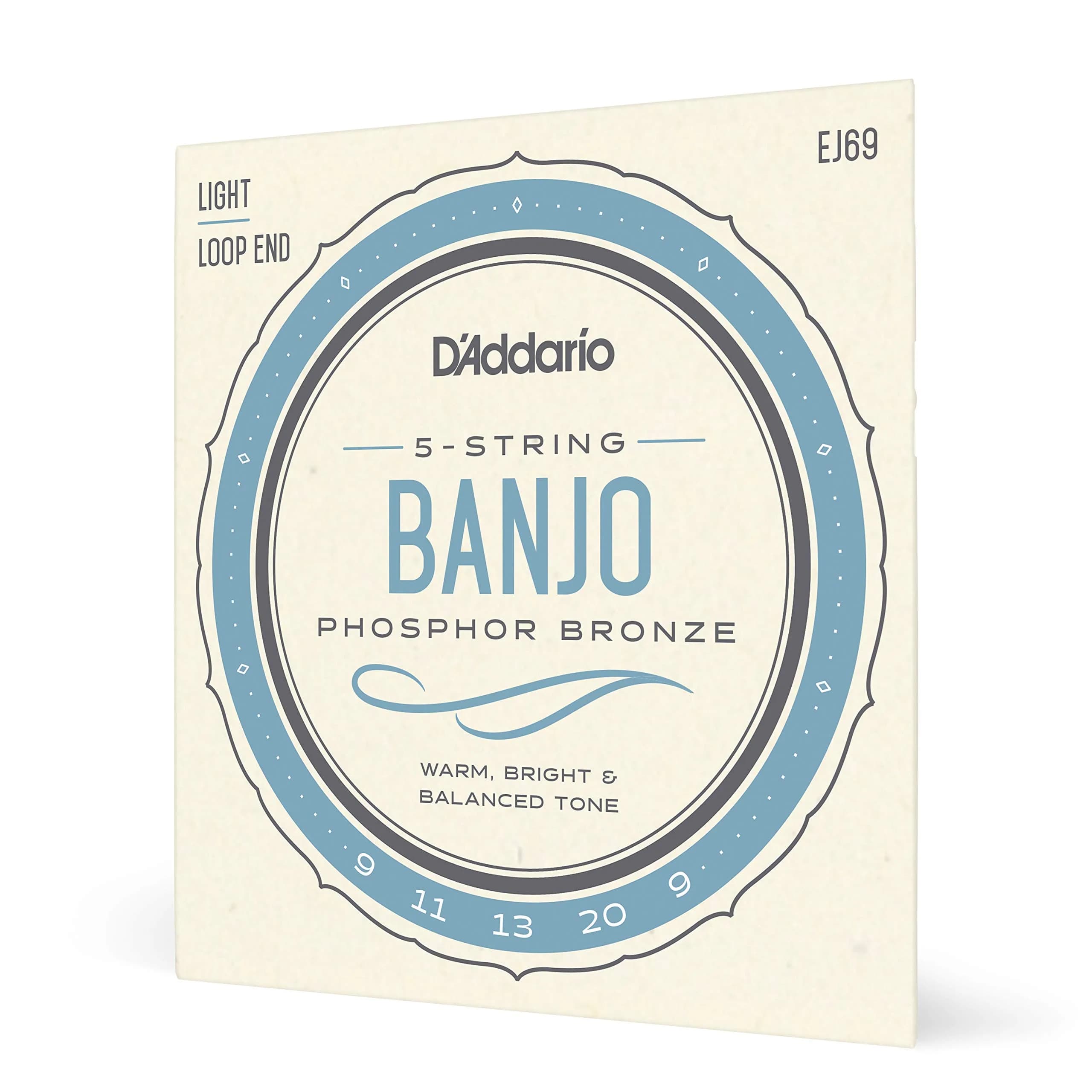 D'Addario EJ69 Phosphor Bronze Banjo Strings 9-20 | Warm, Bright Tone
