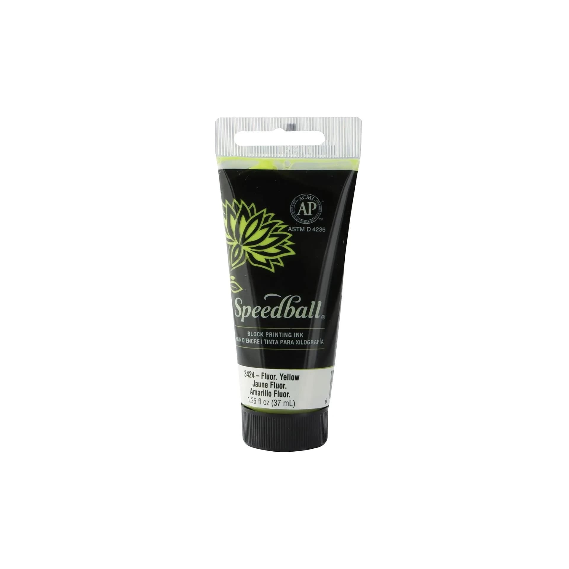 Speedball Water Soluble Block Printing Ink - Fluorescent Yellow, 37ml (1.3 fl oz) - main product image
