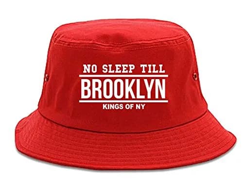 Kings Of NY No Sleep Till Brooklyn Bucket Hat Red | 100% Cotton, Sun Protection, Unisex thumbnail 1
