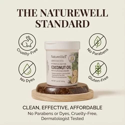 NATURE WELL Extra Virgin Coconut Oil Moisturizing Cream 473ml (16 Ounce) | Deep Hydration for Dry Skin thumbnail 8