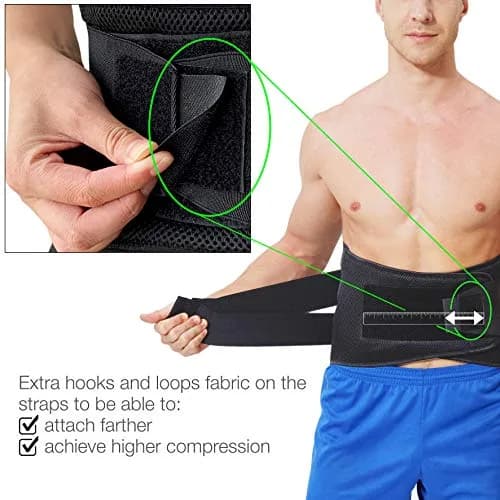 NeoTech Care Adjustable Compression Back Brace Lumbar Support Belt, Black, Size XXL thumbnail 2