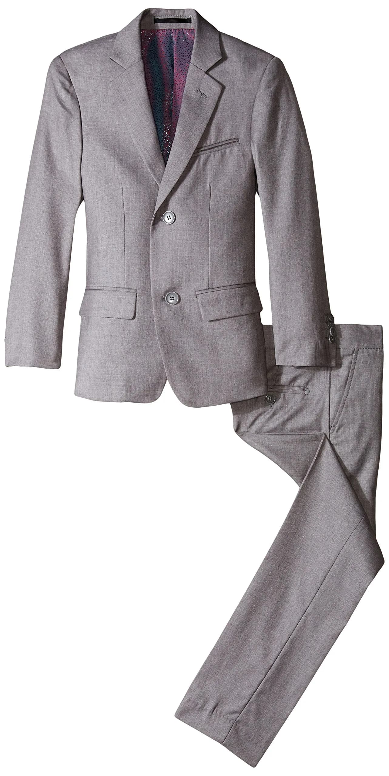 Isaac Mizrahi Slim Boys 2 Piece Linen/Cotton Suit Light Grey 14 | Slim Fit Suit for Boys