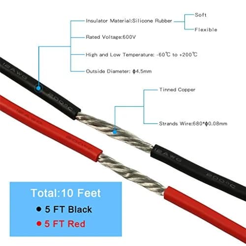 BNTECHGO 12 AWG Silicone Wire Red & Black 10 ft (3.05 m) | 600V, 200°C Rated, Ultra-Flexible Stranded Copper thumbnail 3