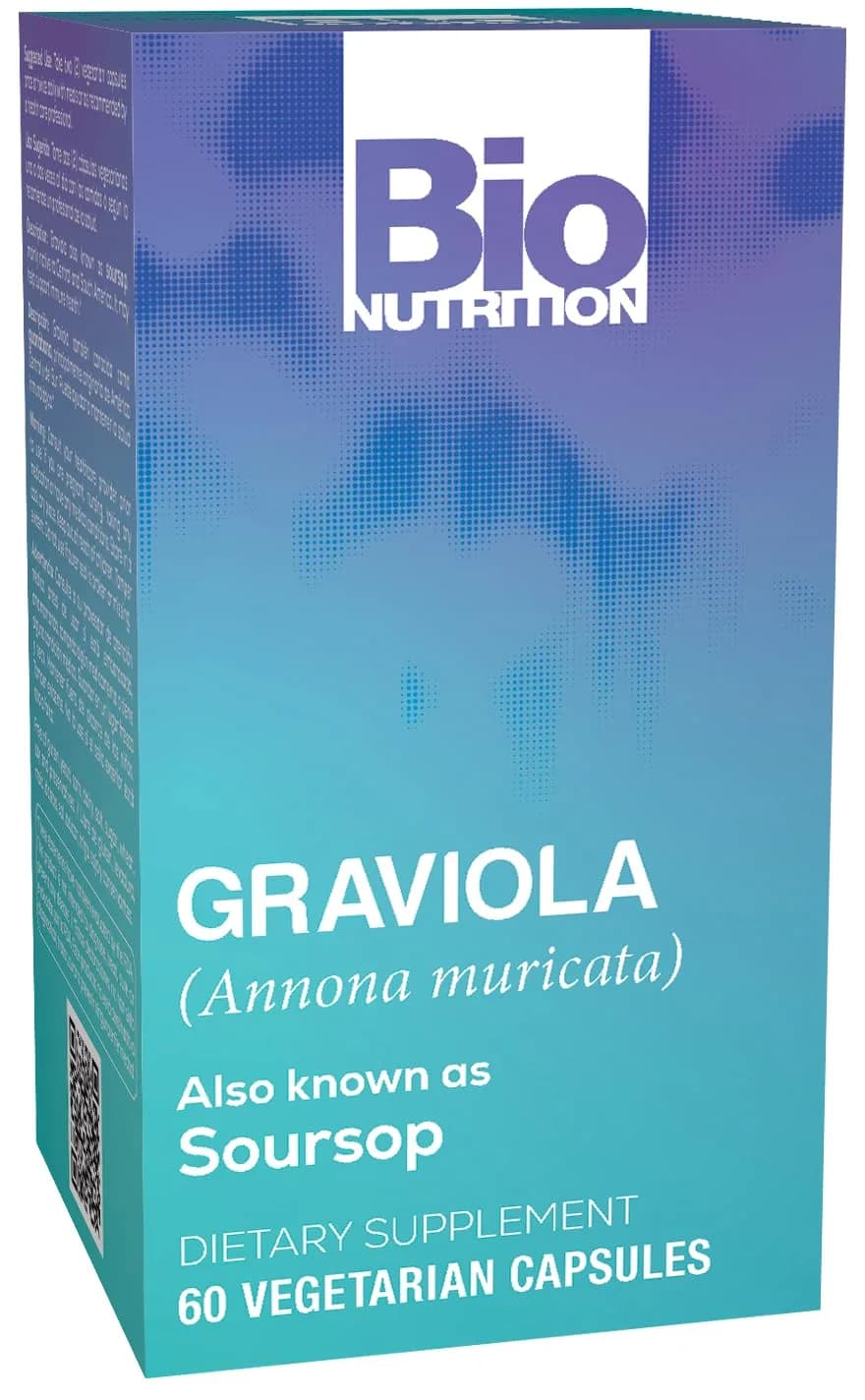 Bio Nutrition Graviola Soursop 60 Vegetarian Capsules Gluten Free Herbal Supplement | Supports Natural Wellness - main product image
