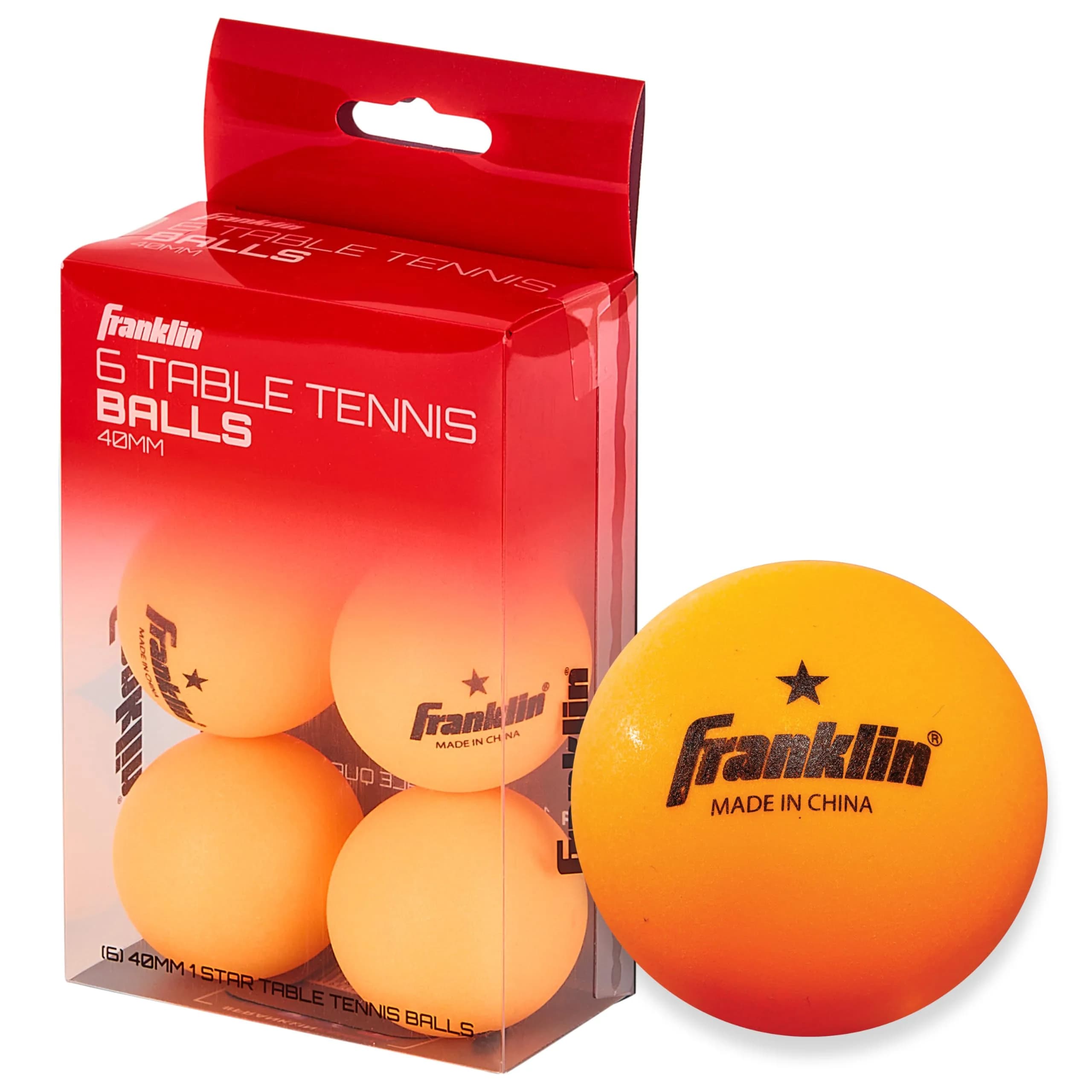 Franklin Sports 3-Star Ping Pong Balls 40mm (6-Pack, White) | Consistent Bounce & Spin for Club Play — 40 mm