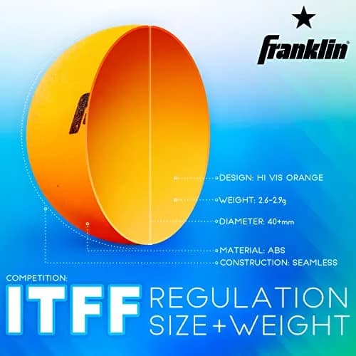 Franklin Sports Orange 40mm Table Tennis Balls (6 Pack) | Official Size & Weight, High Visibility thumbnail 6