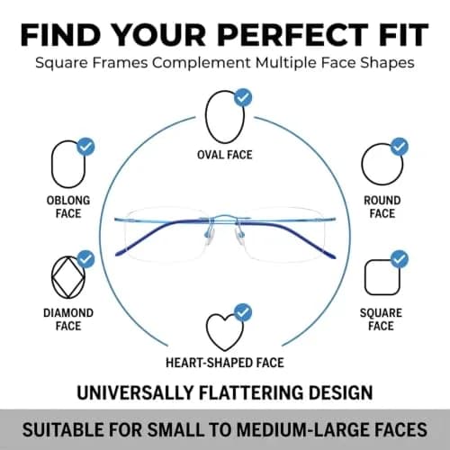 Eyekepper 1.00 Reading Glasses for Men and Women | Blue Rimless Magnifiers with 1 Diopter (120mm arm) thumbnail 8