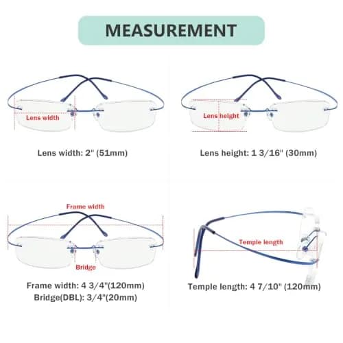 Eyekepper 1.75 Reading Glasses for Men and Women | Blue Rimless Magnifiers with 1.75 Diopters thumbnail 4
