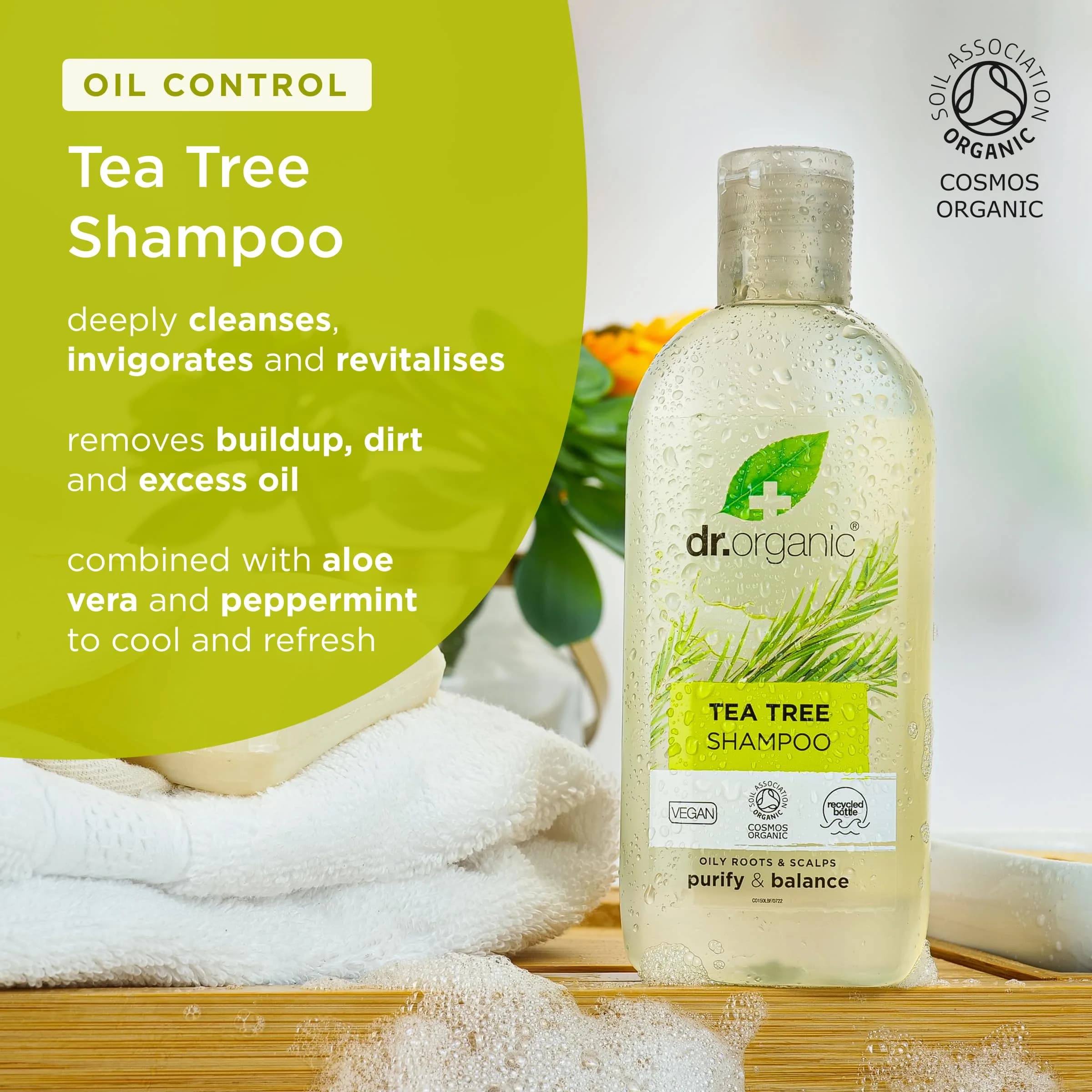 Dr. Organic Tea Tree Shampoo 265ml | Organic, Deep Cleansing for Oily Hair - view 2