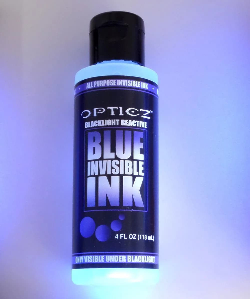 Opticz Invisible Blue UV Blacklight Reactive Ink 118ml (4 fl oz) | Glows Bright Blue Under Blacklight