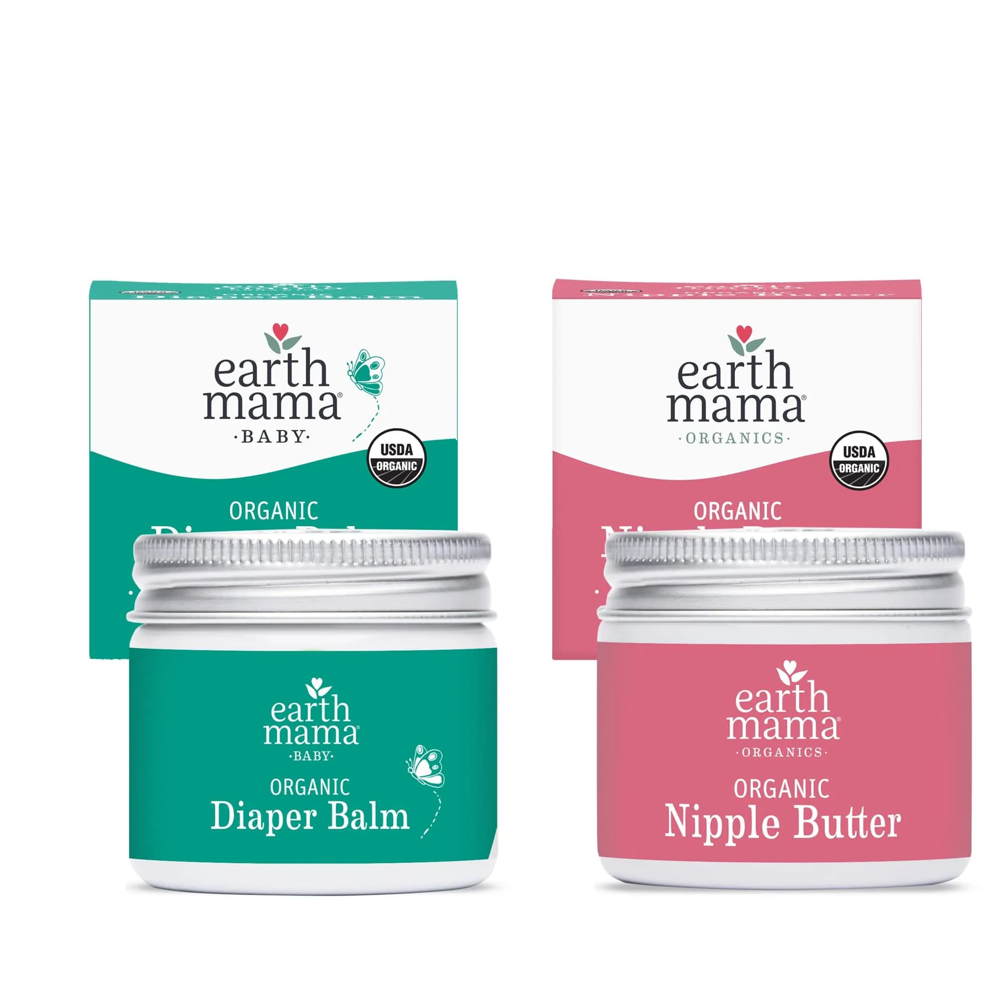 Earth Mama Nipple Butter & Diaper Balm Bundle | 4 Fl Oz (118 ml) Organic Skincare for Baby | Breastfeeding & Postpartum Essentials