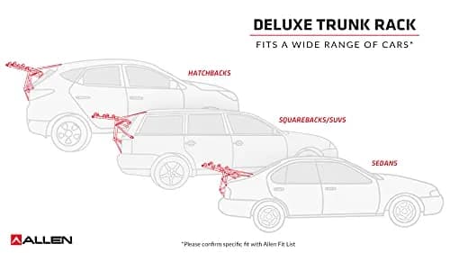 Allen Sports Deluxe Trunk Mount 3-Bike Carrier, Model 103DN-R, Black | 4 kg (8.8 lb) Carrier for Sedans, Hatchbacks, SUVs thumbnail 5