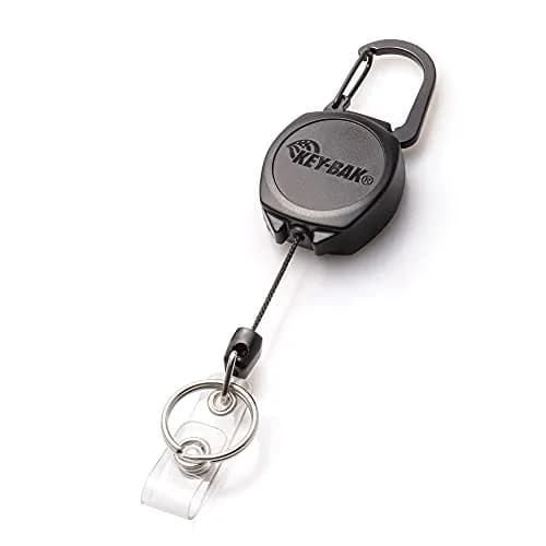 KEY-BAK Sidekick Retractable Badge Reel with Carabiner & 24" Kevlar Cord, Black | Holds Keys & ID thumbnail 1