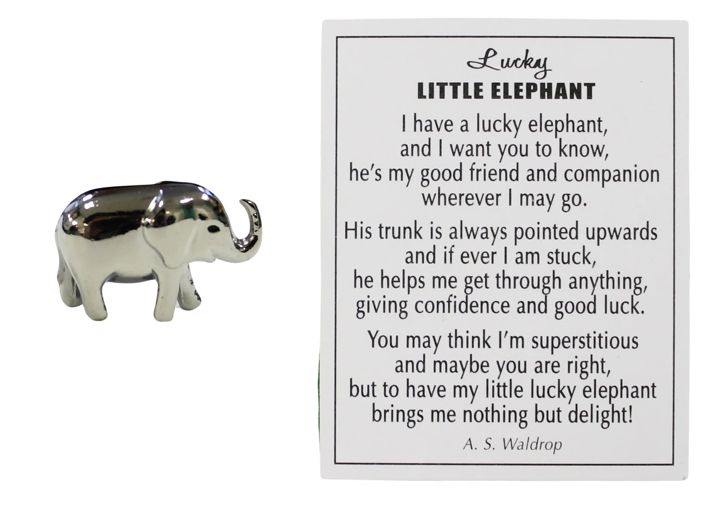 Ganz Lucky Little Elephant Charm with Story Card! Sterling Silver, 0.5 inch Height | Animal Theme Pendant - main product image