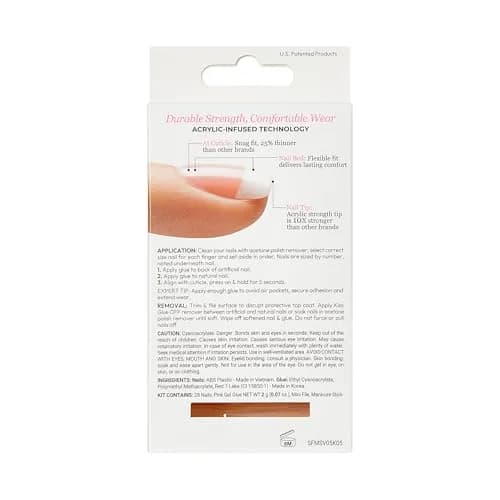 KISS Salon Acrylic French Tip Press On Nails Medium Square 'Sugar Rush' 28 Count | Authentic USA Import thumbnail 6
