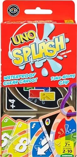 Mattel Games UNO Splash Card Game 108 Cards | Ages 7+, 2-10 Players, Waterproof Plastic thumbnail 1