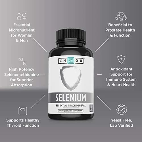 ZHOU Selenium 200mcg Capsules | Antioxidant & Thyroid Support, 100 Veggie Capsules thumbnail 3
