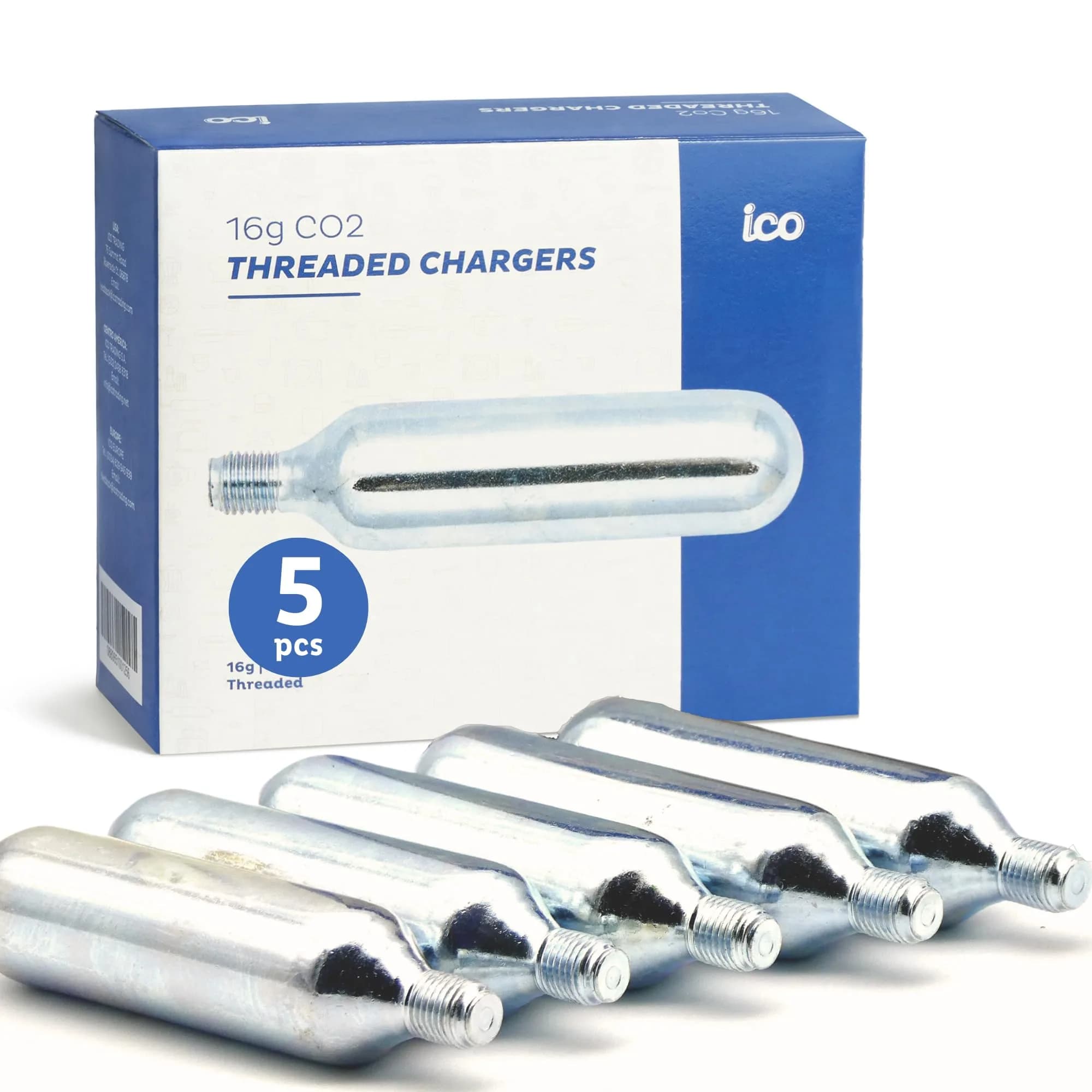 ICO Threaded CO2 Cartridges 16g | High-Pressure Bike Inflator Refills (16 grams)