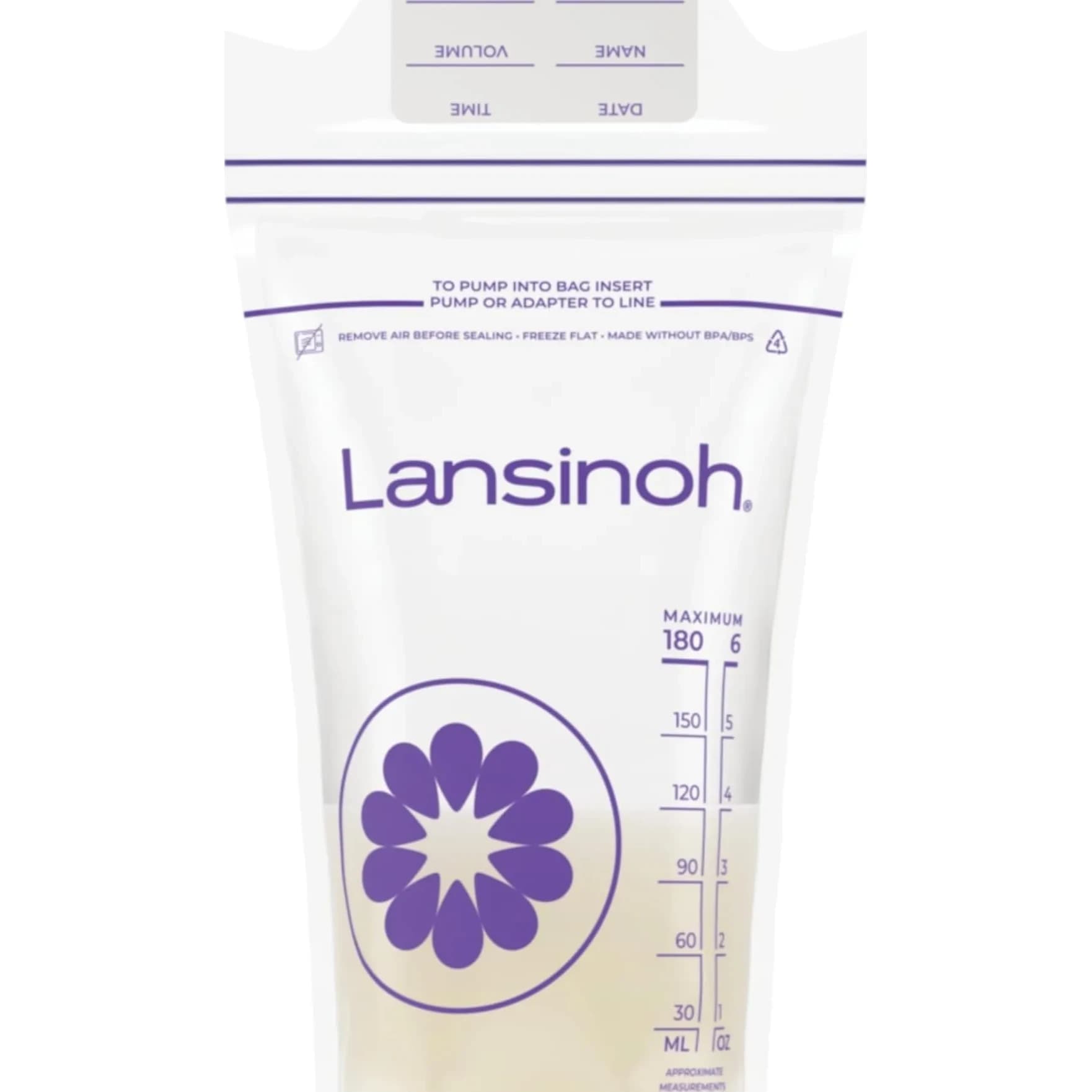 Lansinoh Breastmilk Storage Bags 6 Ounce 200 Count | Double Zipper Seal for Leak-Proof Storage