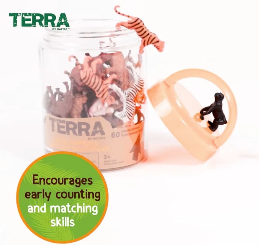 Terra by Battat Wild Animal Figurines Tube 60 Mini Safari Figures | Realistic Plastic Animals for Kids 3+ thumbnail 5