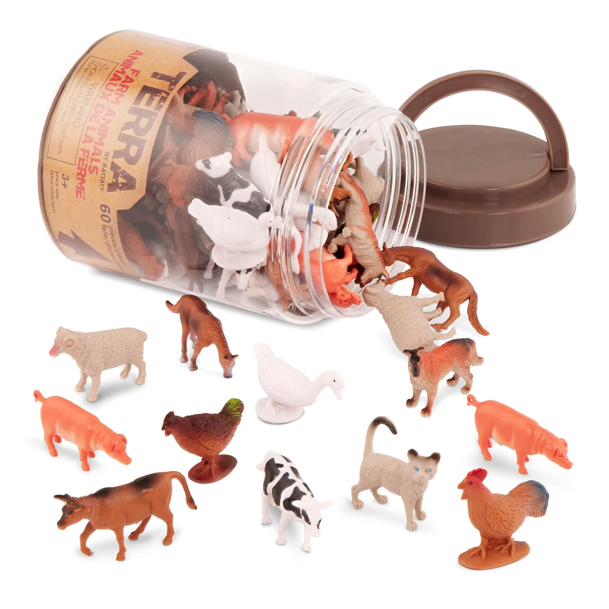 Terra by Battat Farm Animals Toy Tube 60 Mini Figures | Educational Plastic Playset for Kids 3+ - main product image