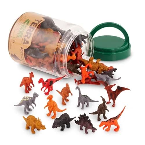 Terra by Battat Dinosaur Figures Tube, 60 Mini Plastic Dino Animals, 2-3 inch Figures | ASTM-Tested Educational Toy thumbnail 1