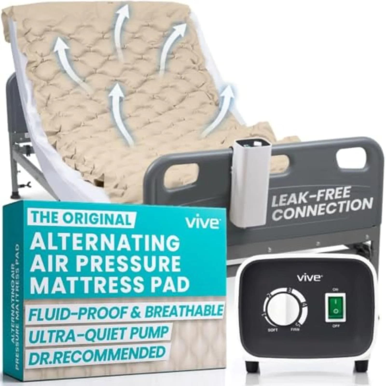 Vive Alternating Air Pressure Mattress Pad 203 cm (80") x 91 cm (36") | Doctor Recommended for Bed Sore Relief - main product image