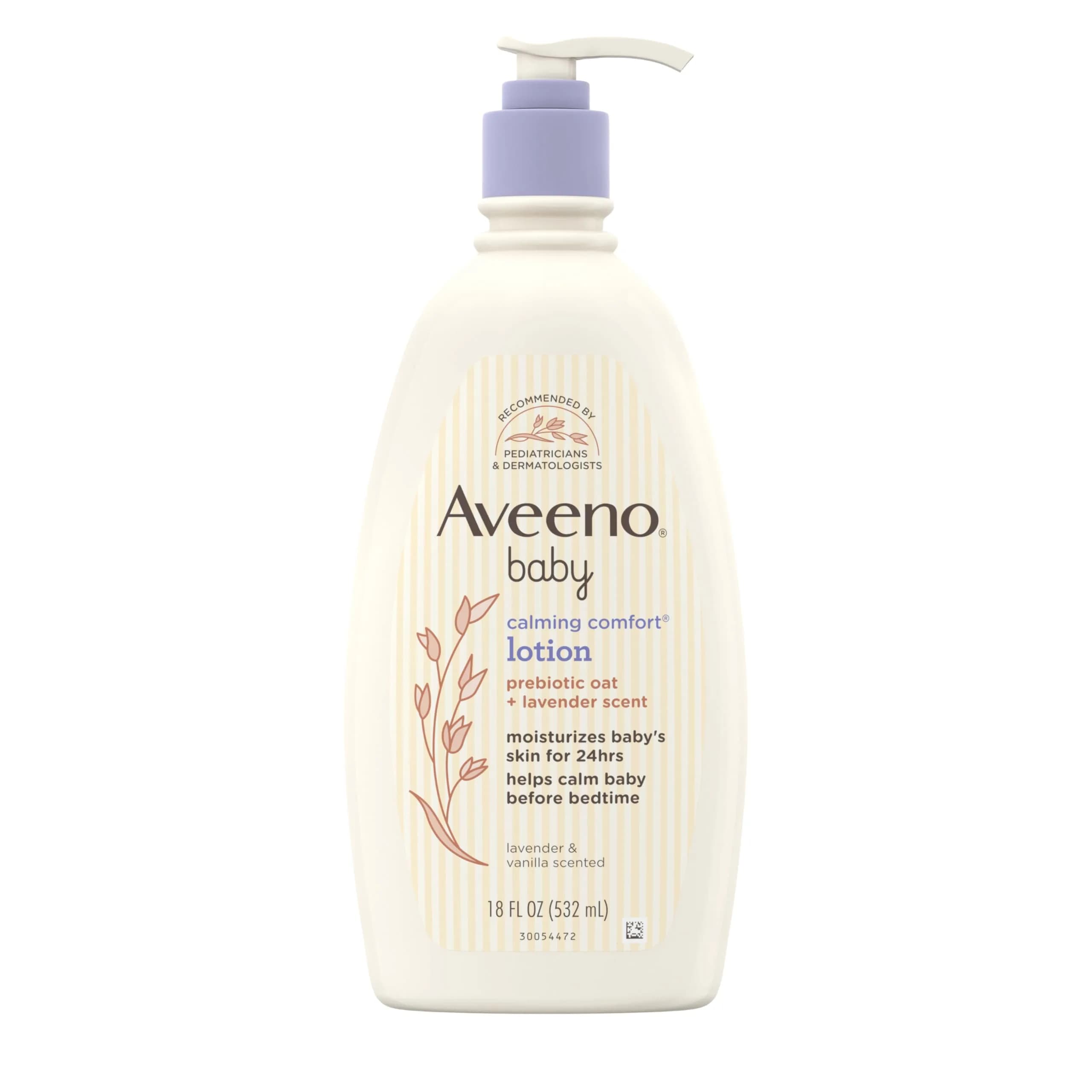 Aveeno Baby Calming Comfort Moisturizing Body Lotion with Lavender & Vanilla, 532ml (18 fl. oz) | Hypoallergenic Formula for Sensitive Skin