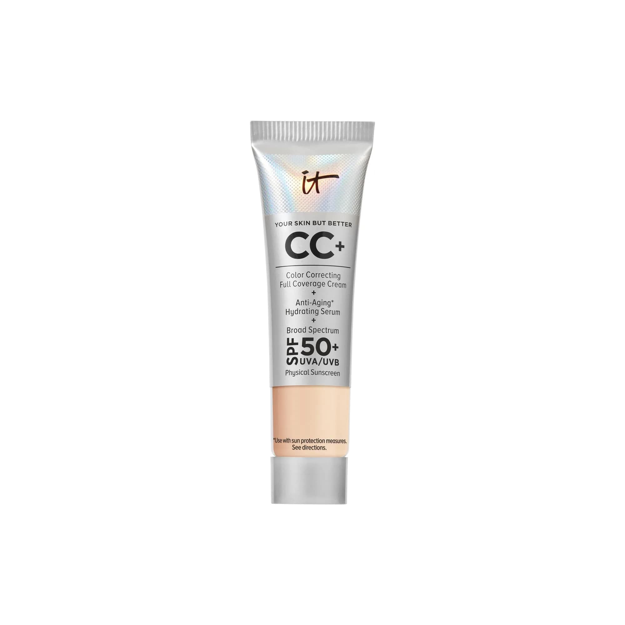 IT Cosmetics Your Skin But Better CC+ Cream SPF 50+ Medium 12ml (0.4 fl oz) | Hydrating Anti-Aging Serum & Sunscreen — 07W Light (very light with olive undertones)