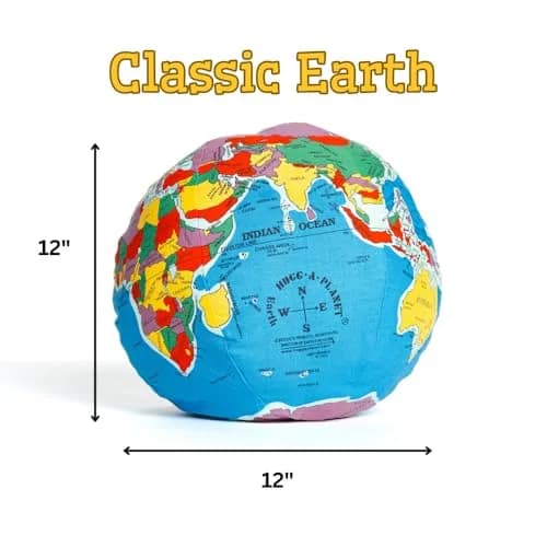 Hugg-A-Planet Pocket Earth with Moon Plush Globe 12in | Educational Toy for Kids & Adults thumbnail 5