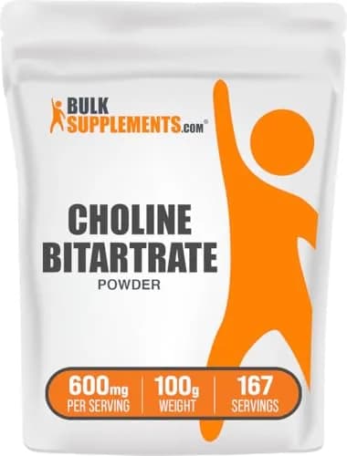 BulkSupplements Choline Bitartrate Powder 100g | Gluten-Free, Unflavored, 600mg per Serving thumbnail 1