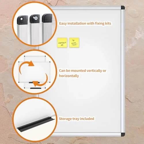VIZ-PRO Magnetic Dry Erase Board 60 x 45 cm (24 x 18 Inches) | Smooth Writing & Easy Wipe Surface thumbnail 5