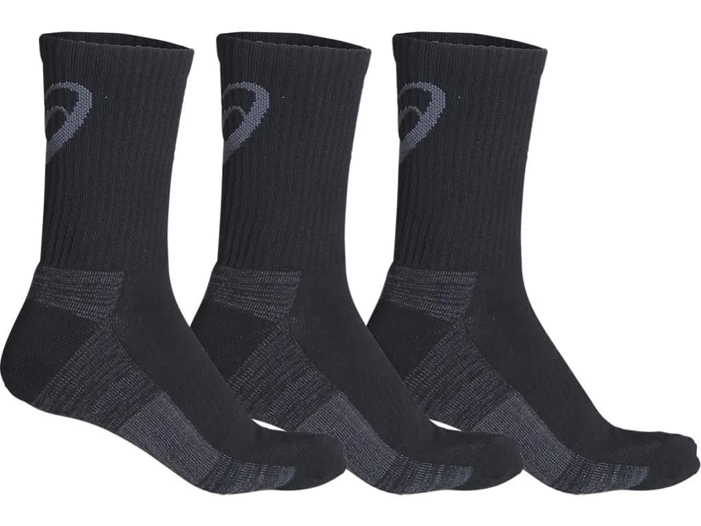 ASICS Training Crew Socks 3-Pack X-Large | Moisture-Wicking & Breathable for Active Lifestyles — Black / Large