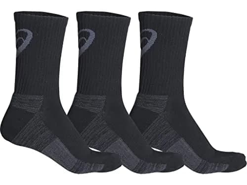 ASICS Training Crew Socks 3-Pack Black Large | Moisture-Wicking & Arch Support thumbnail 1