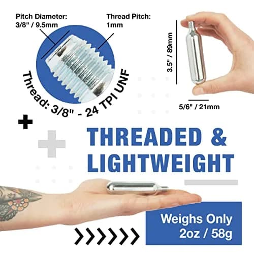 ICO Threaded CO2 Cartridges 16g | Instant Bike Tire Inflation, Food Grade, 10 Pack thumbnail 6