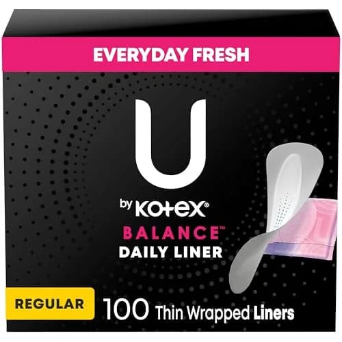 U by Kotex Balance Daily Panty Liners, 100 Count | Light Absorbency, Soft & Flexible Fit thumbnail 1