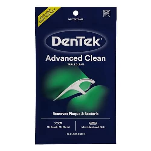 DenTek Triple Clean Advanced Clean Floss Picks, 90 Count | ADA Accepted, Fluoride-Infused Mint Flavor thumbnail 1