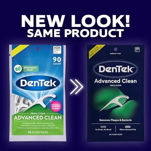 DenTek Triple Clean Advanced Clean Floss Picks, 90 Count | ADA Accepted, Fluoride-Infused Mint Flavor thumbnail 2
