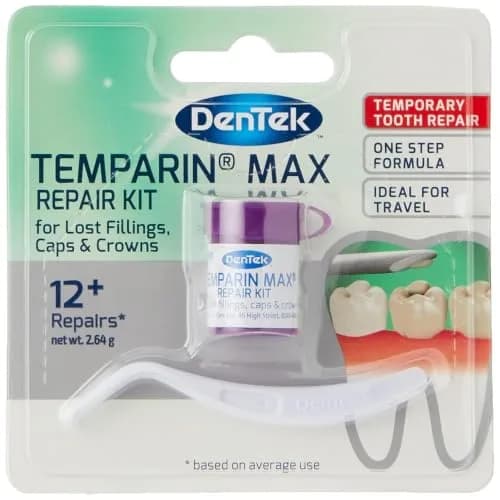 DenTek Temparin Max Advanced Dental Repair Kit, 1 Count (Pack of 1) | Temporary Fix for Lost Fillings & Crowns thumbnail 1