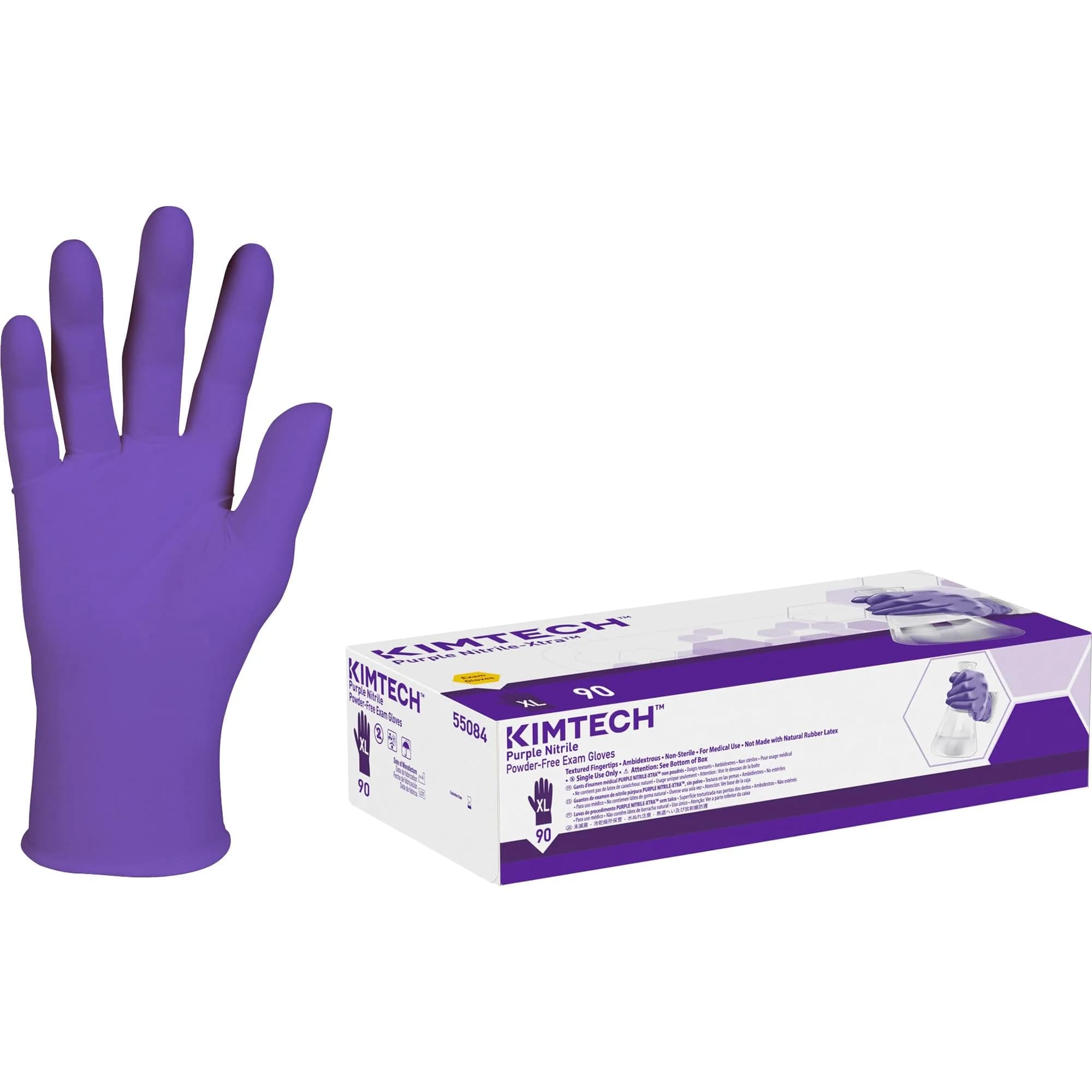 Kimberly-Clark Nitrile Gloves X-Large Purple 90-Count | Chemical Resistant, Powder-Free, Textured Fingertips — X-Large