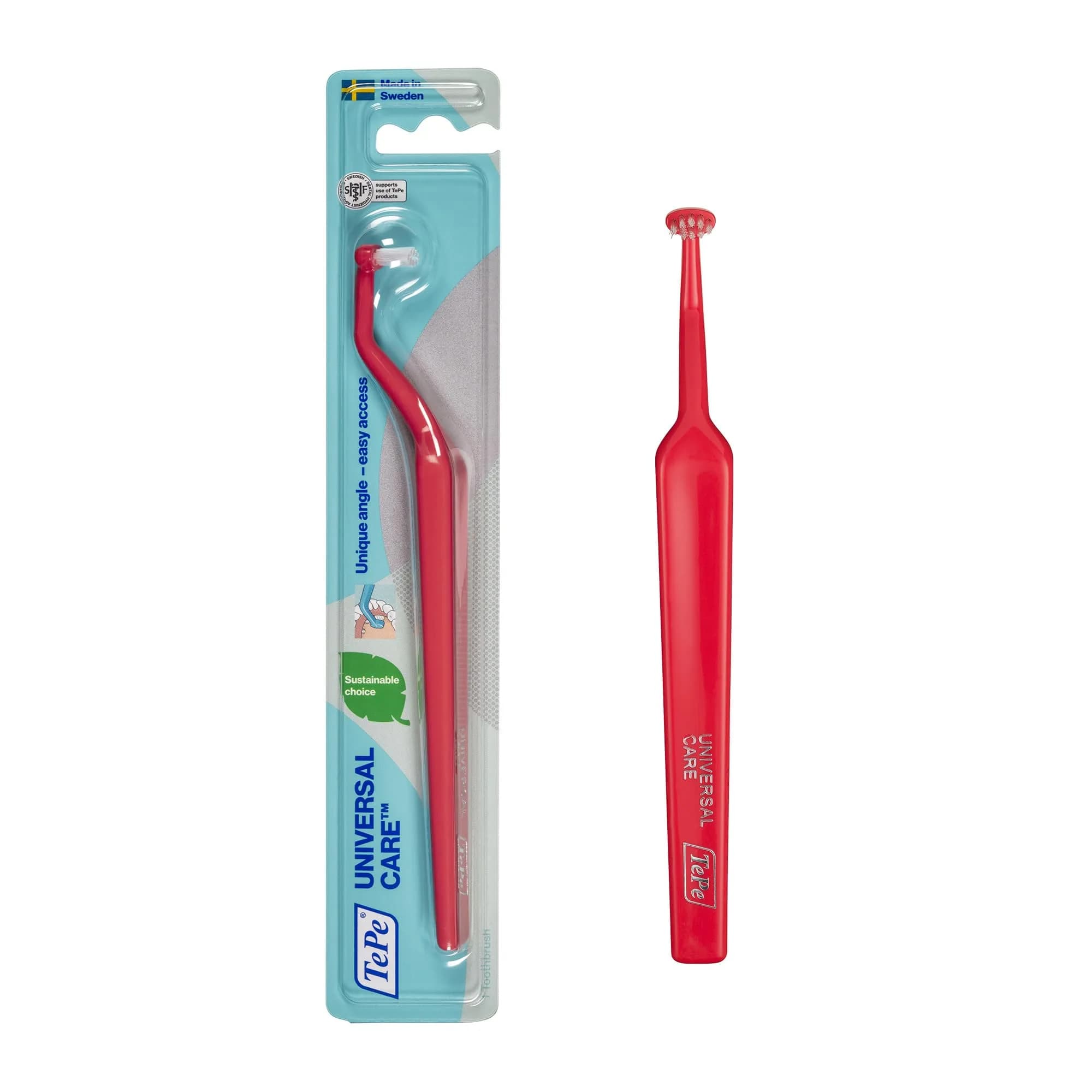 TePe Universal Care Angled Soft-Bristle Toothbrush, Small-Head Orthodontic Toothbrush | 1 Count (Pack of 1) — (Variable)