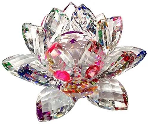 Amlong Crystal Sparkle Crystal Lotus Flower Sculpture 10.16 cm (4 Inch) | Feng Shui Home Decor — 4 Inch