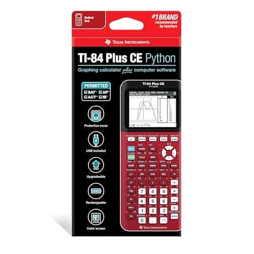 Texas Instruments TI-84 Plus CE Color Graphing Calculator, Radical Red, 2.8-inch Display | 220V Compatible thumbnail 2