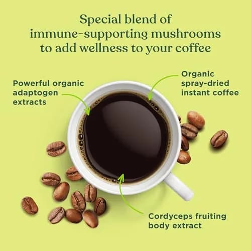 Four Sigmatic Organic Mushroom Coffee Powder | Instant Mix with Cordyceps, Chaga & Eleuthero | 10 Packets (2.5g each) thumbnail 5
