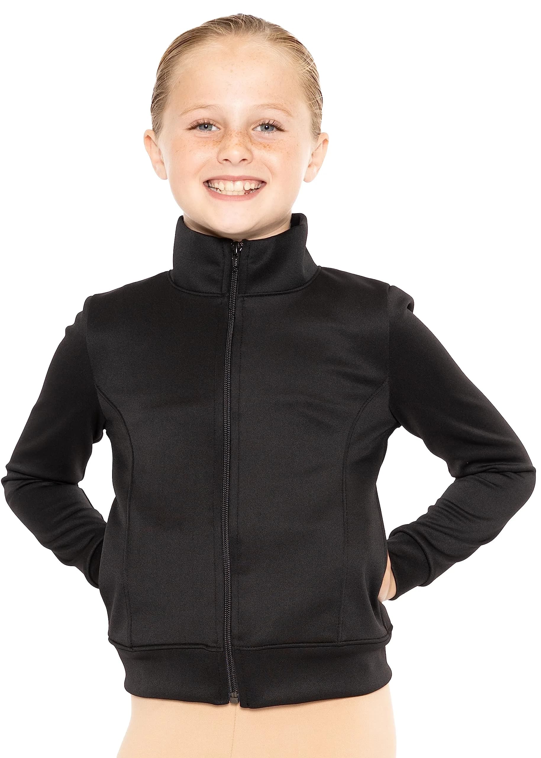 STRETCH IS COMFORT Girl's Cotton Warm Up Jacket Black 8 | All-Day Comfort & Style - main product image