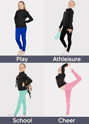 STRETCH IS COMFORT Girl's Cotton Warm Up Jacket Black 8 | All-Day Comfort & Style thumbnail 5