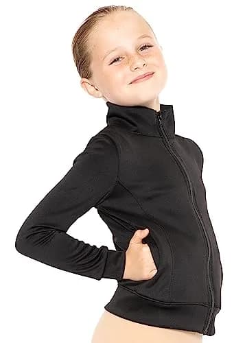 STRETCH IS COMFORT Girl's Cotton Warm Up Jacket Black 8 | All-Day Comfort & Style thumbnail 2