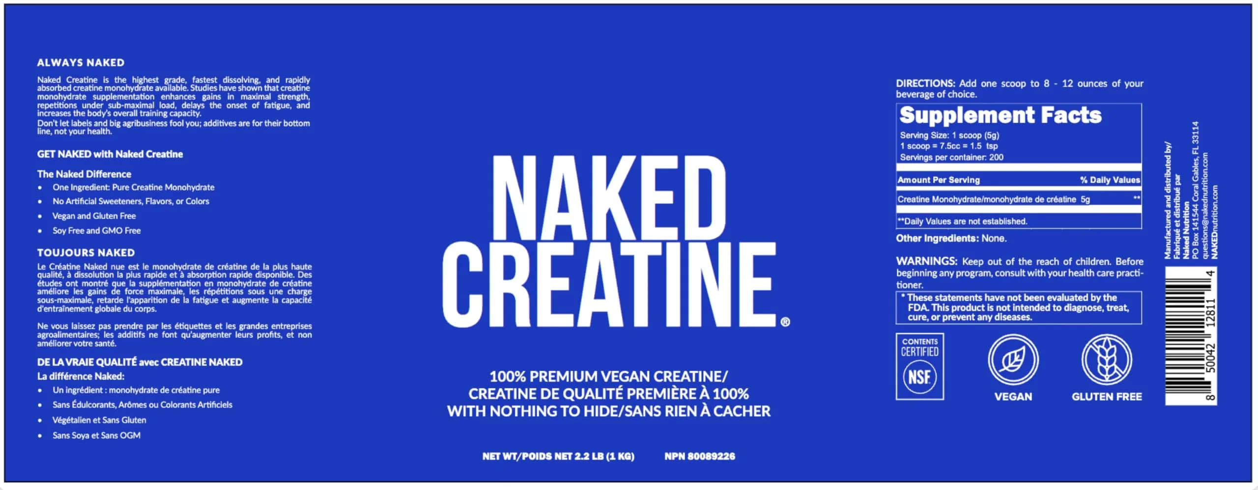 NAKED Pure Micronized Creatine Monohydrate Powder 1000g (35.2 oz) | NSF Certified Vegan Muscle Building Supplement thumbnail 8