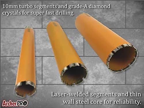 ArcherPro 5 in. Diamond Turbo Core Drill Bit for Concrete & Masonry | 14 in. Depth, 1-1/4 in. -7 Arbor, Dry & Wet Use thumbnail 5
